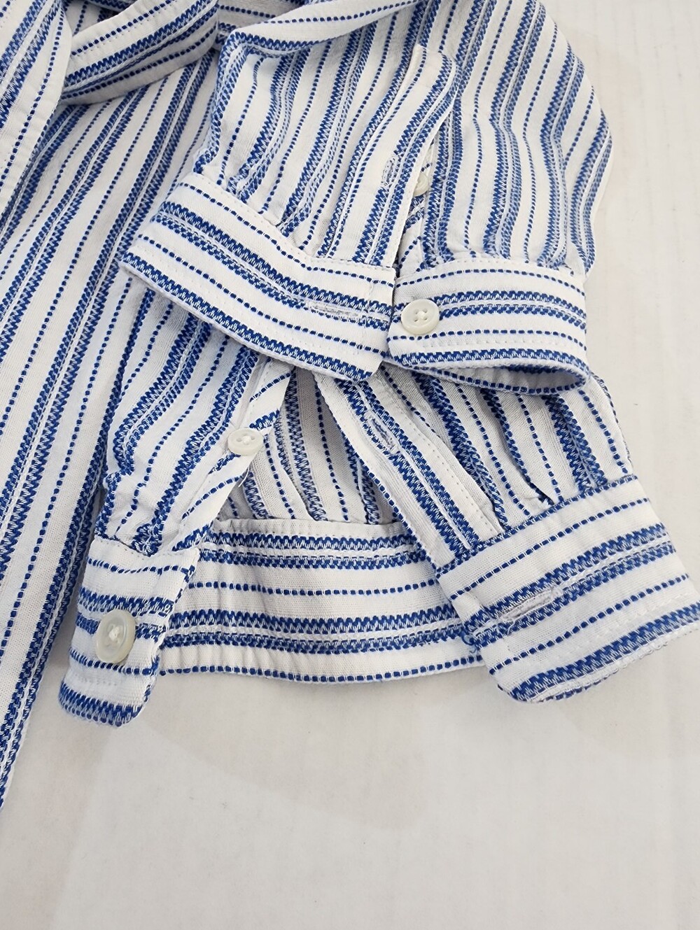 J.Crew Mercantile Shirt Dress Blue White Stripe Cotton Blend Belted Size M - Picture 9 of 9